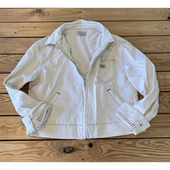 NWT $59.95 PacSun Full Zip Denim Jacket Size XS Women’s White - Picture 1 of 8